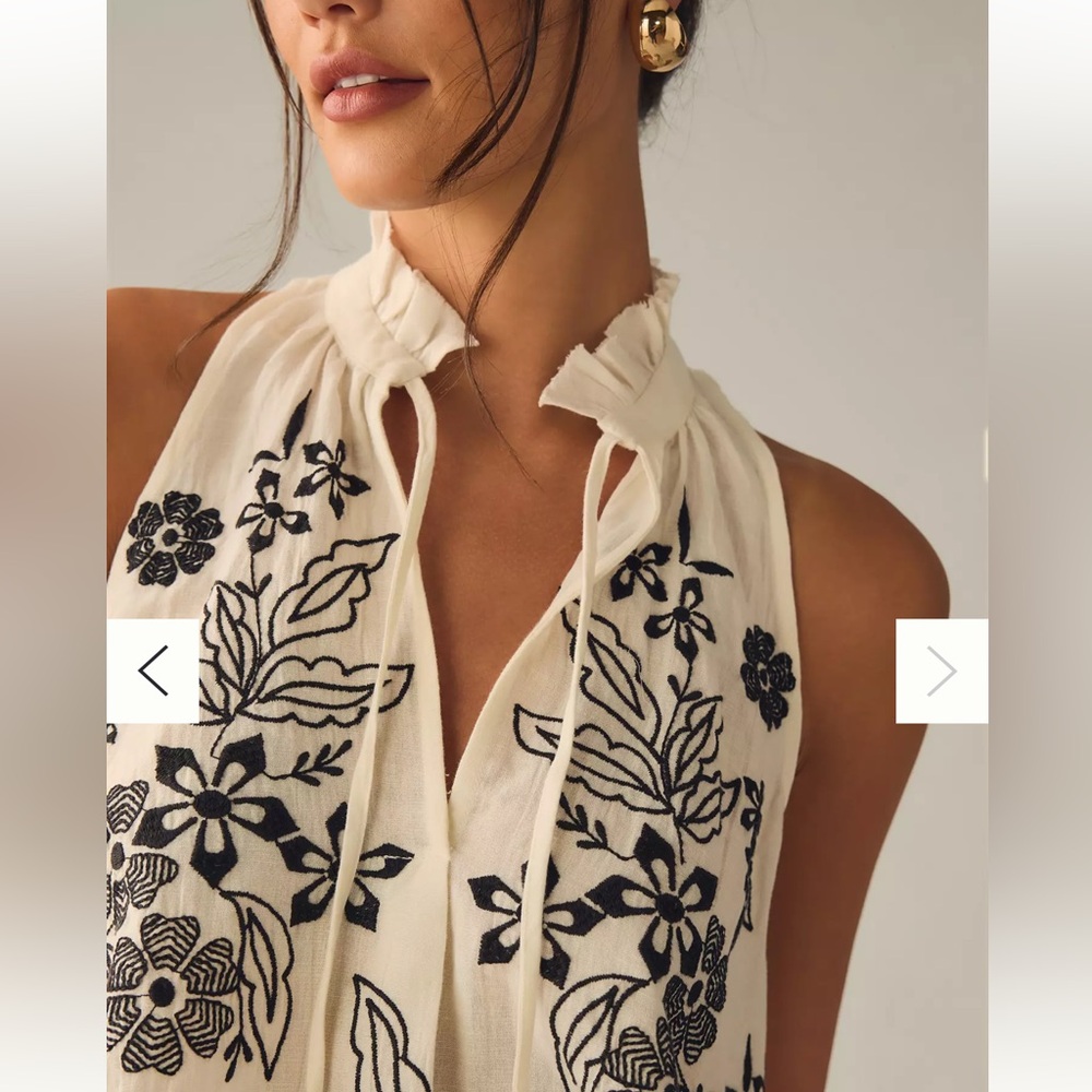 ANTHRO Tavi embroidered tank blouse with tie front, swing style by Pilcro NEW - Picture 13 of 16